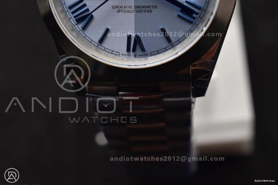 Trendsetting On 703 Weighted GMF Dial Steel 904L 40 Tungsten Blue A3255 V Markers DayDate President Bracelet Roman 1120